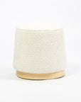 Bennie Joy Boucle Plywood Pouf - White