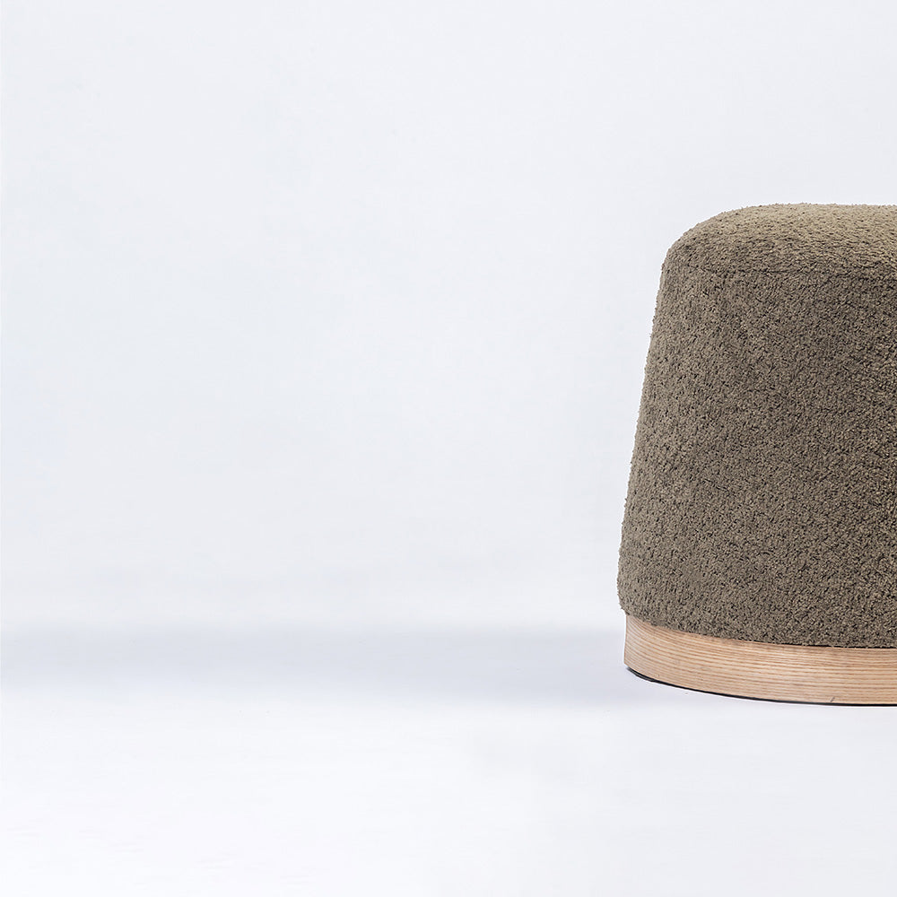 Bennie Joy Boucle Plywood Pouf - Green