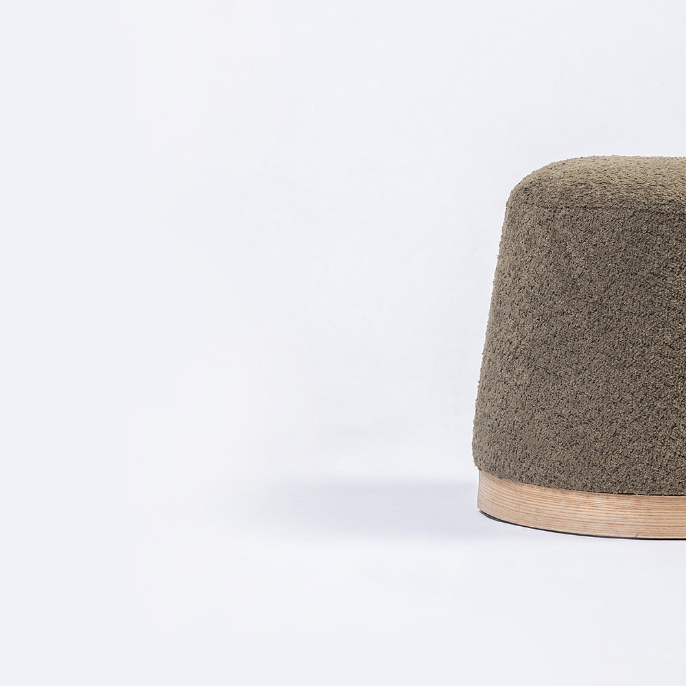 Bennie Joy Boucle Plywood Pouf - Green