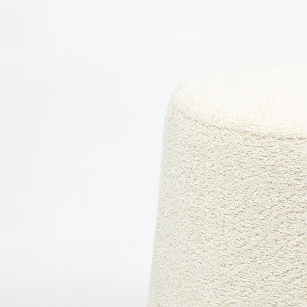 Bennie Joy Boucle Plywood Pouf - White