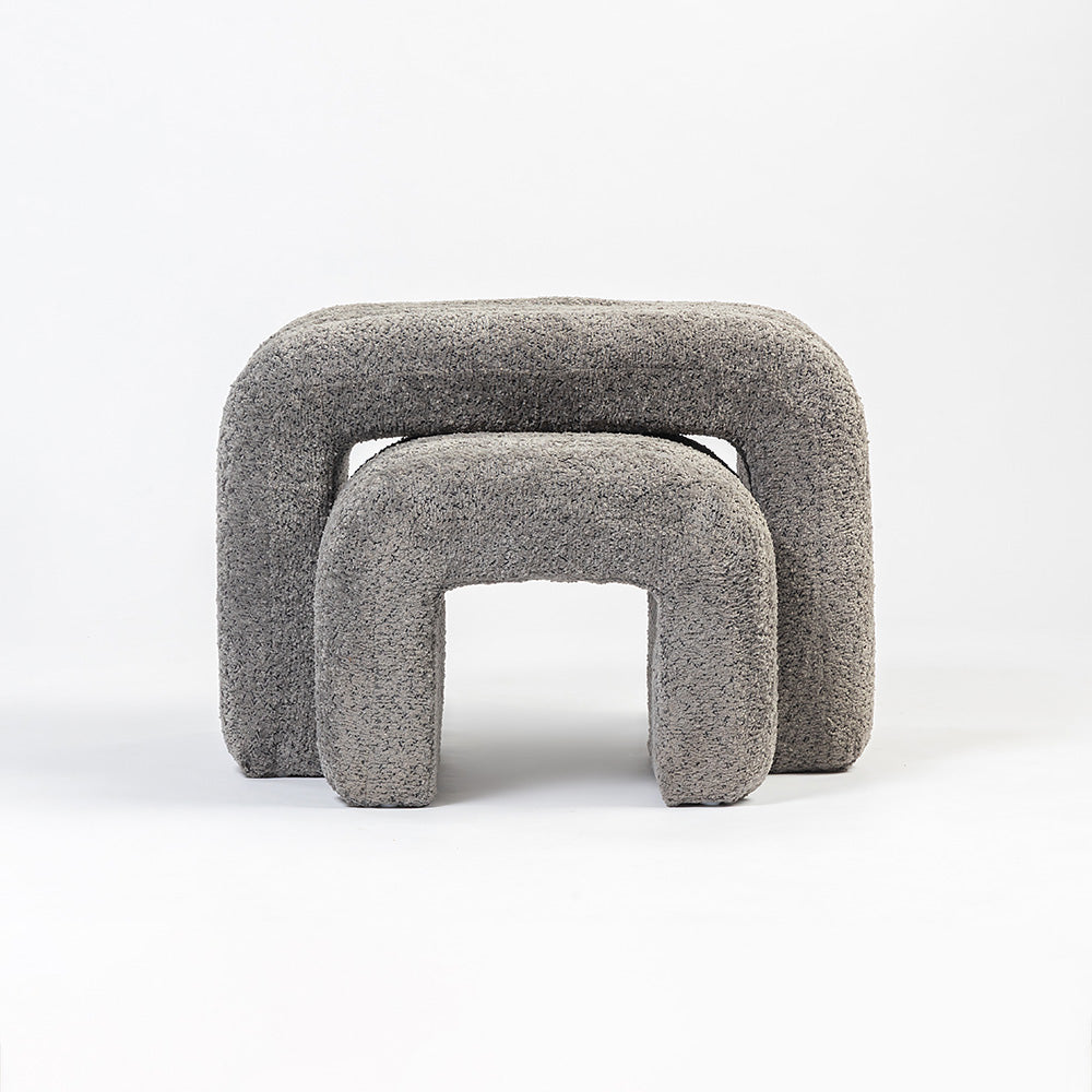 The Loo Boucle Pouf Bench - Grey