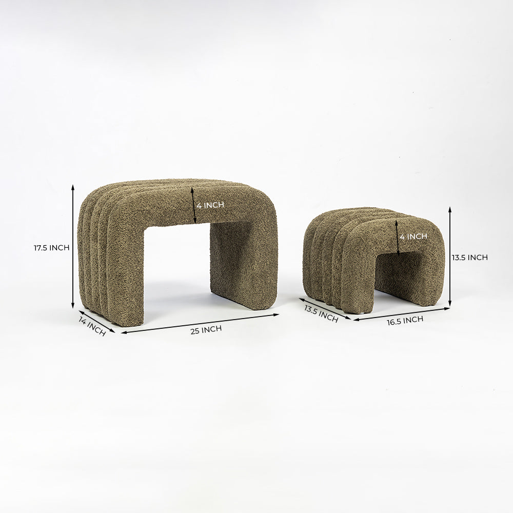 The Loo Boucle Pouf Bench - Green
