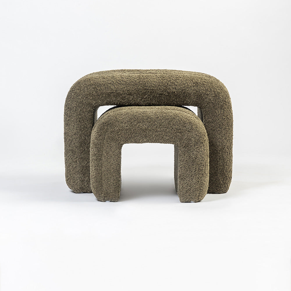The Loo Boucle Pouf Bench - Green