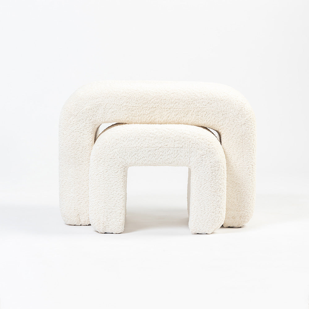 The Loo Boucle Pouf Bench - White
