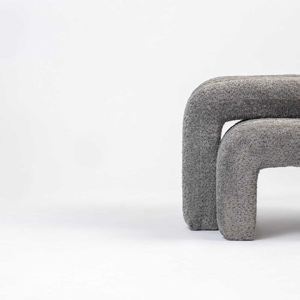 The Loo Boucle Pouf Bench - Grey