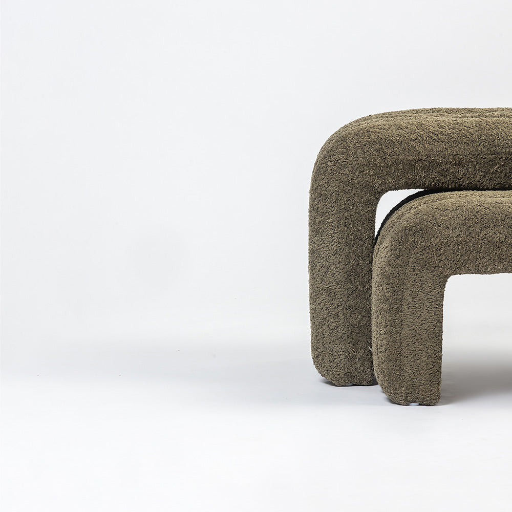 The Loo Boucle Pouf Bench - Green