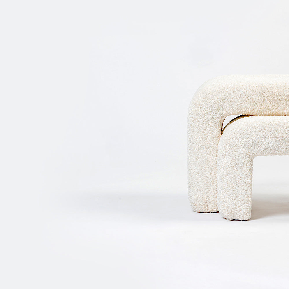 The Loo Boucle Pouf Bench - White