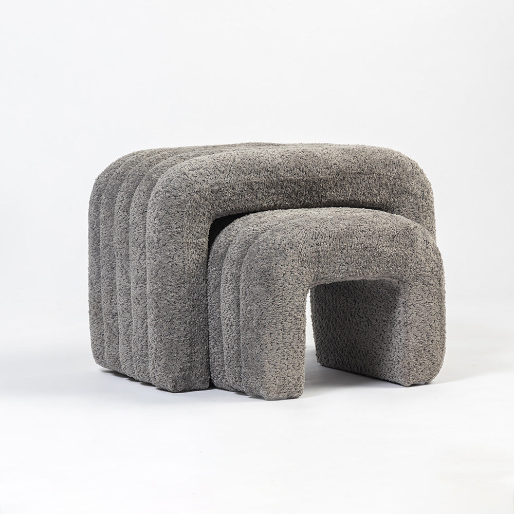 The Loo Boucle Pouf Bench - Grey