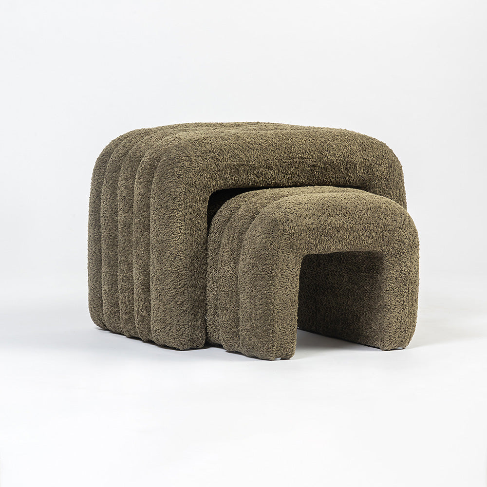 The Loo Boucle Pouf Bench - Green