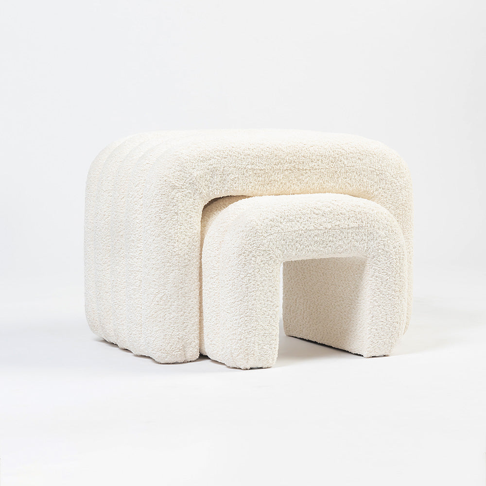The Loo Boucle Pouf Bench - White