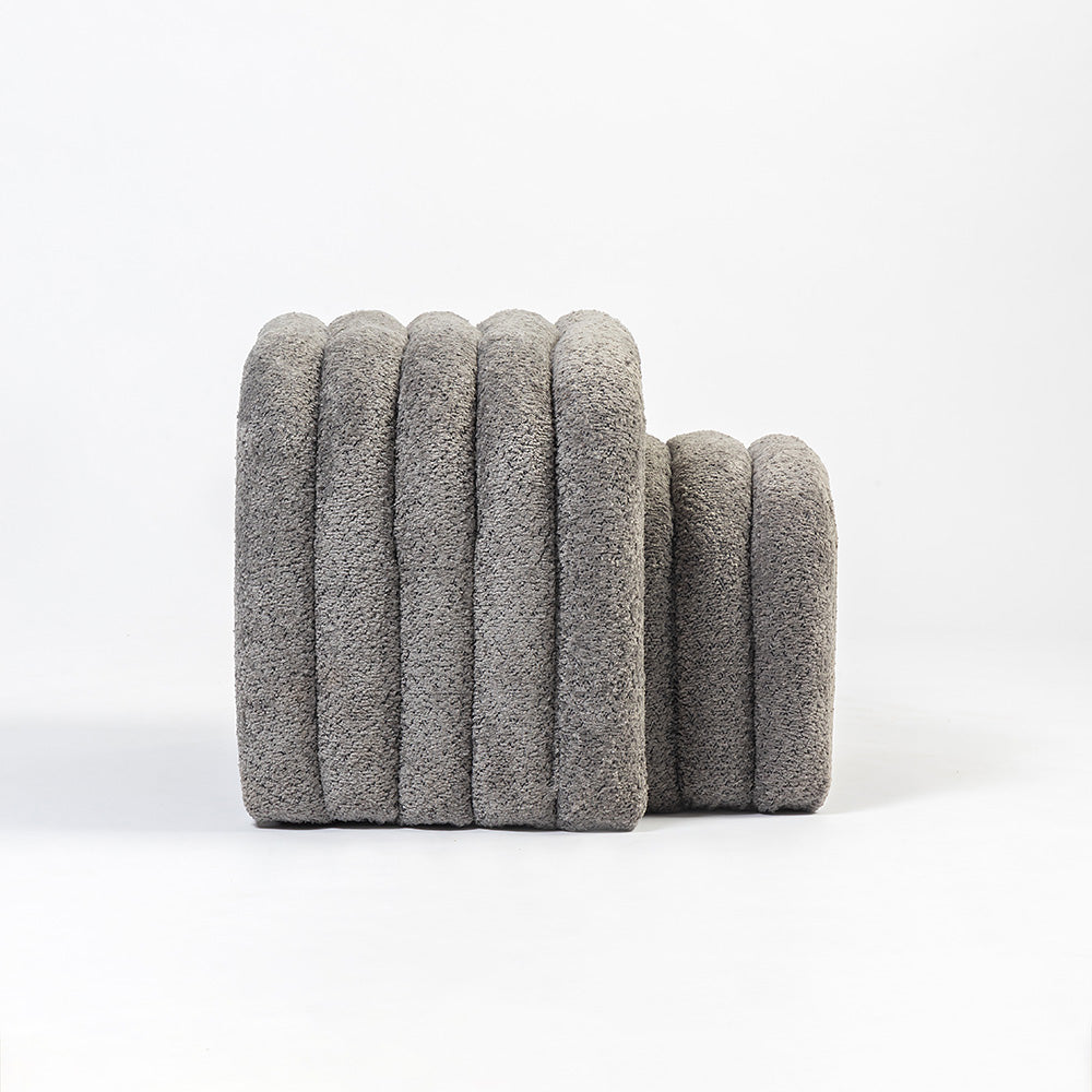 The Loo Boucle Pouf Bench - Grey