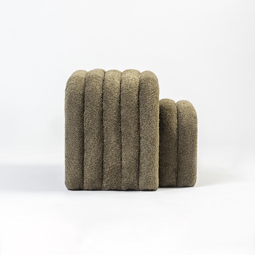 The Loo Boucle Pouf Bench - Green