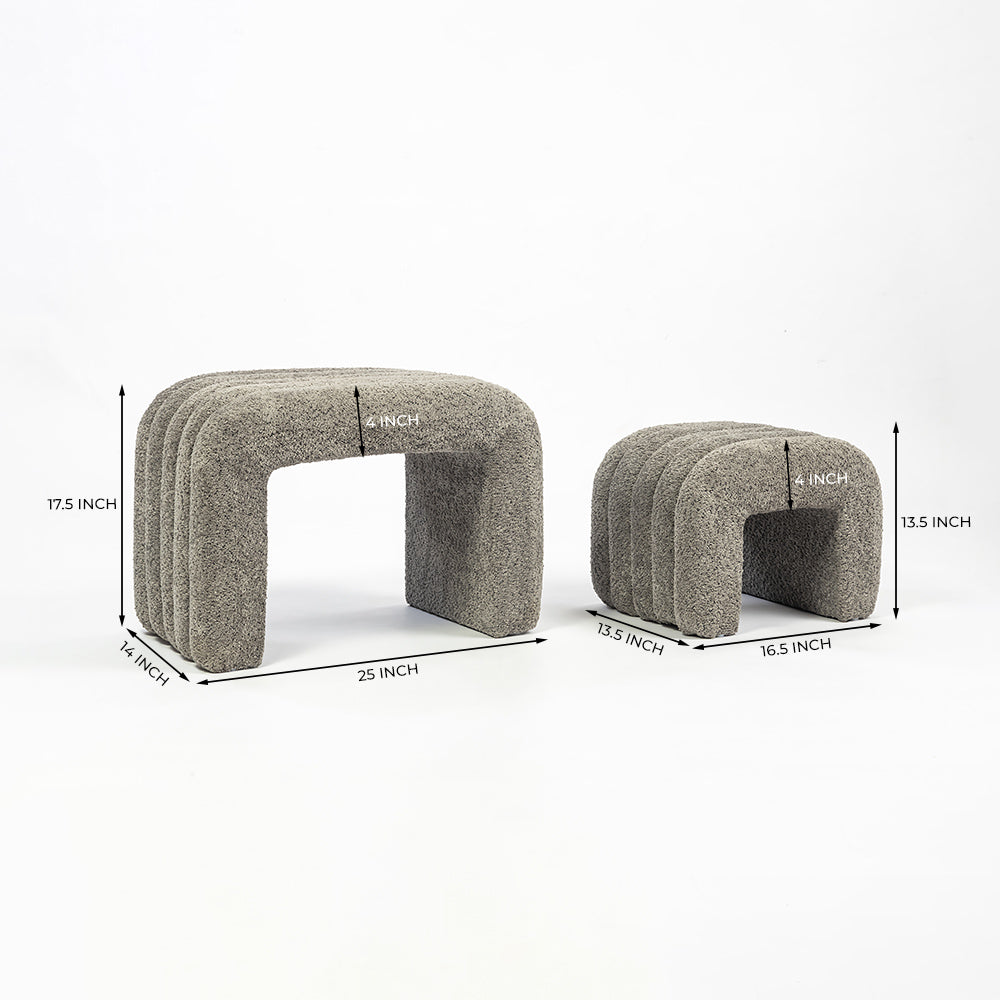 The Loo Boucle Pouf Bench - Grey