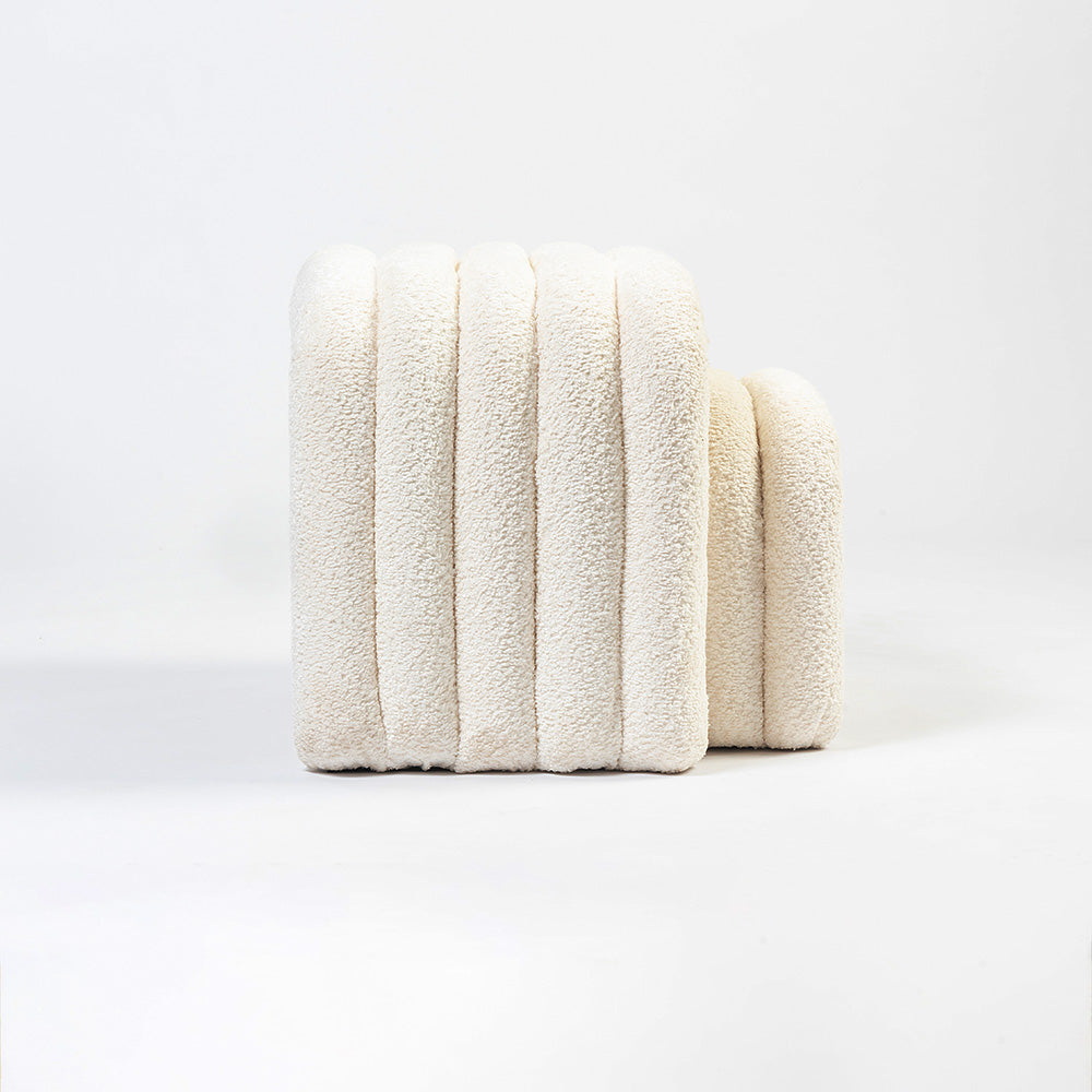 The Loo Boucle Pouf Bench - White
