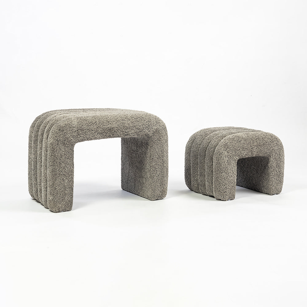 The Loo Boucle Pouf Bench - Grey