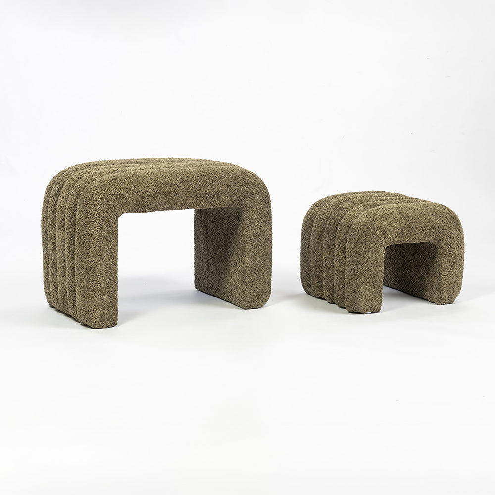 The Loo Boucle Pouf Bench - Green