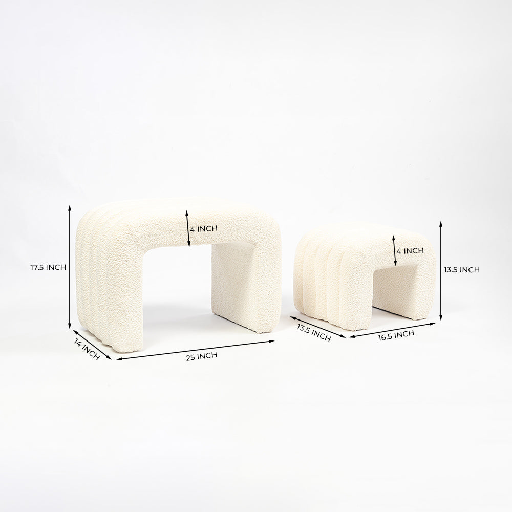 The Loo Boucle Pouf Bench - White