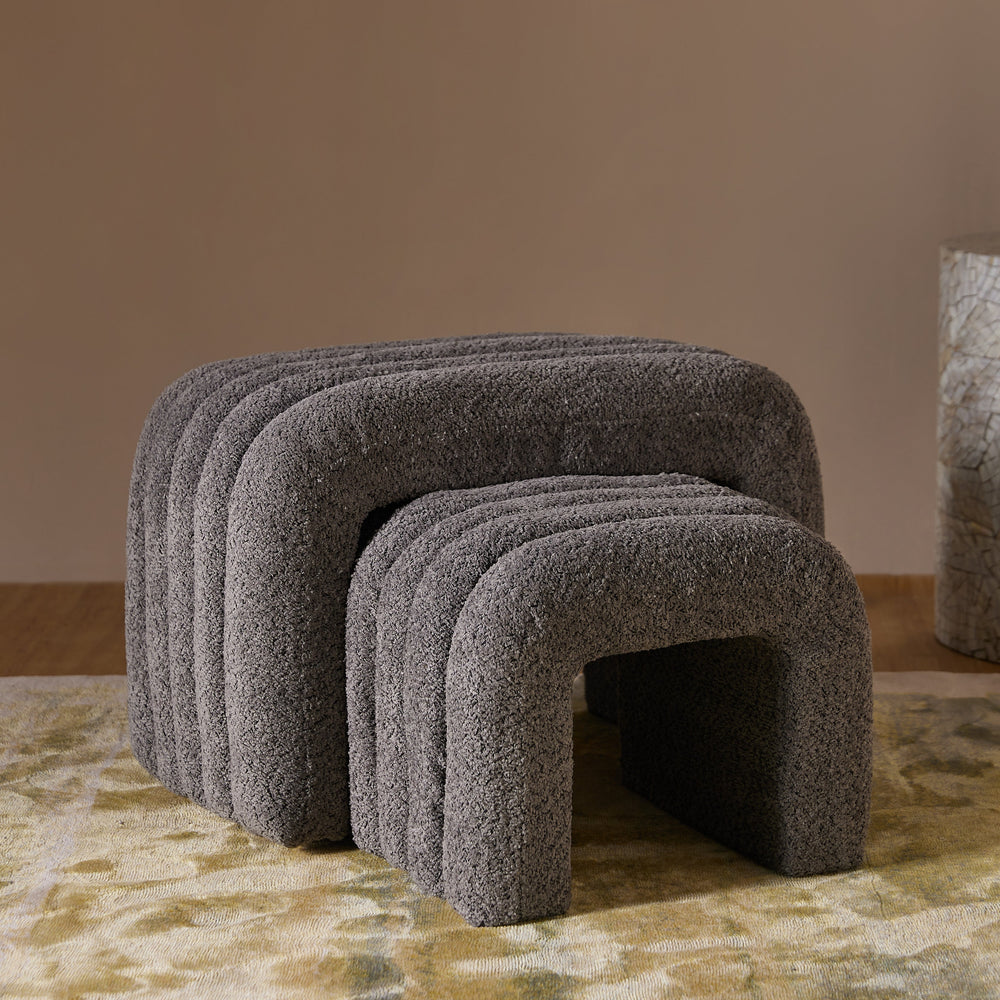 The Loo Boucle Pouf Bench - Grey