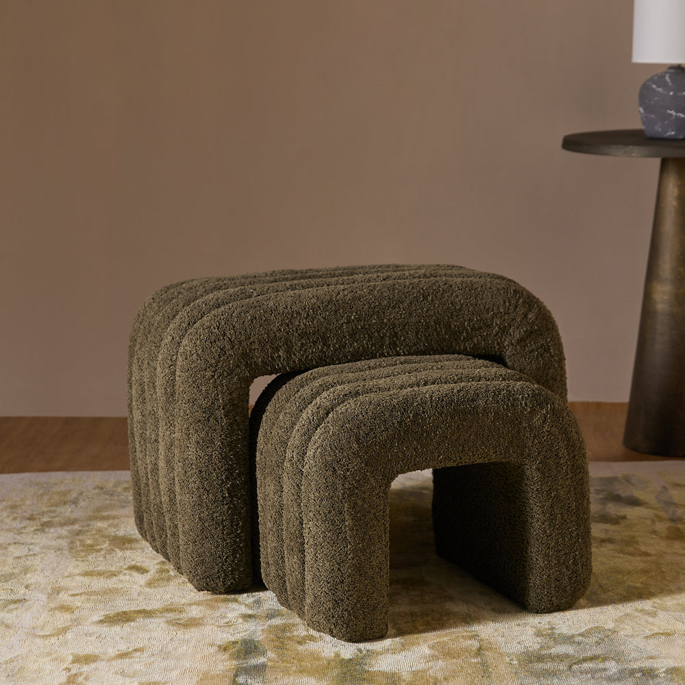 The Loo Boucle Pouf Bench - Green