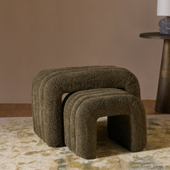 The Loo Boucle Pouf Bench - Green