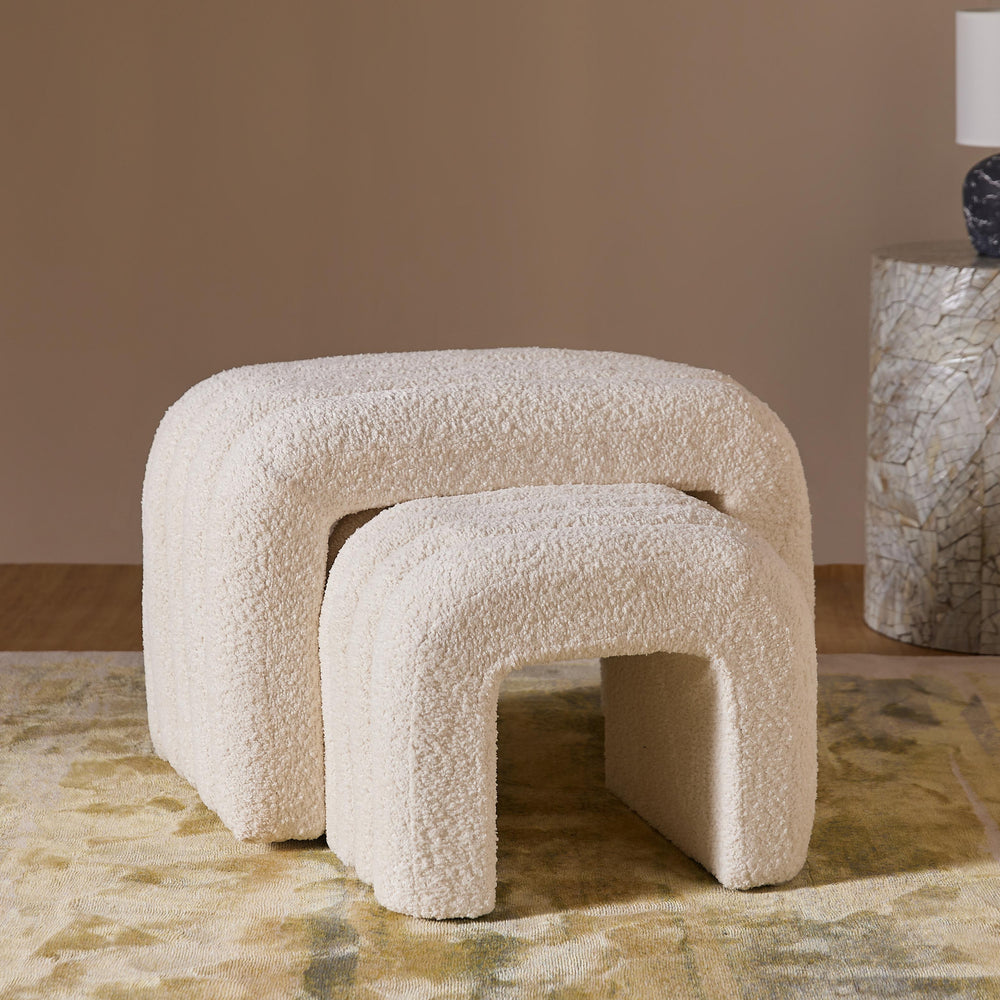The Loo Boucle Pouf Bench - White