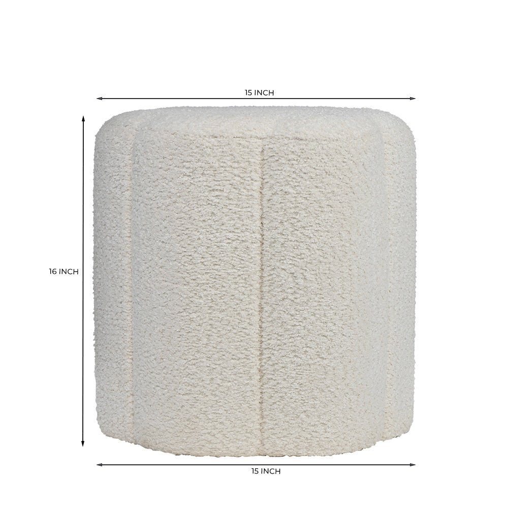 Crown Luxury Boucle Pouf - White