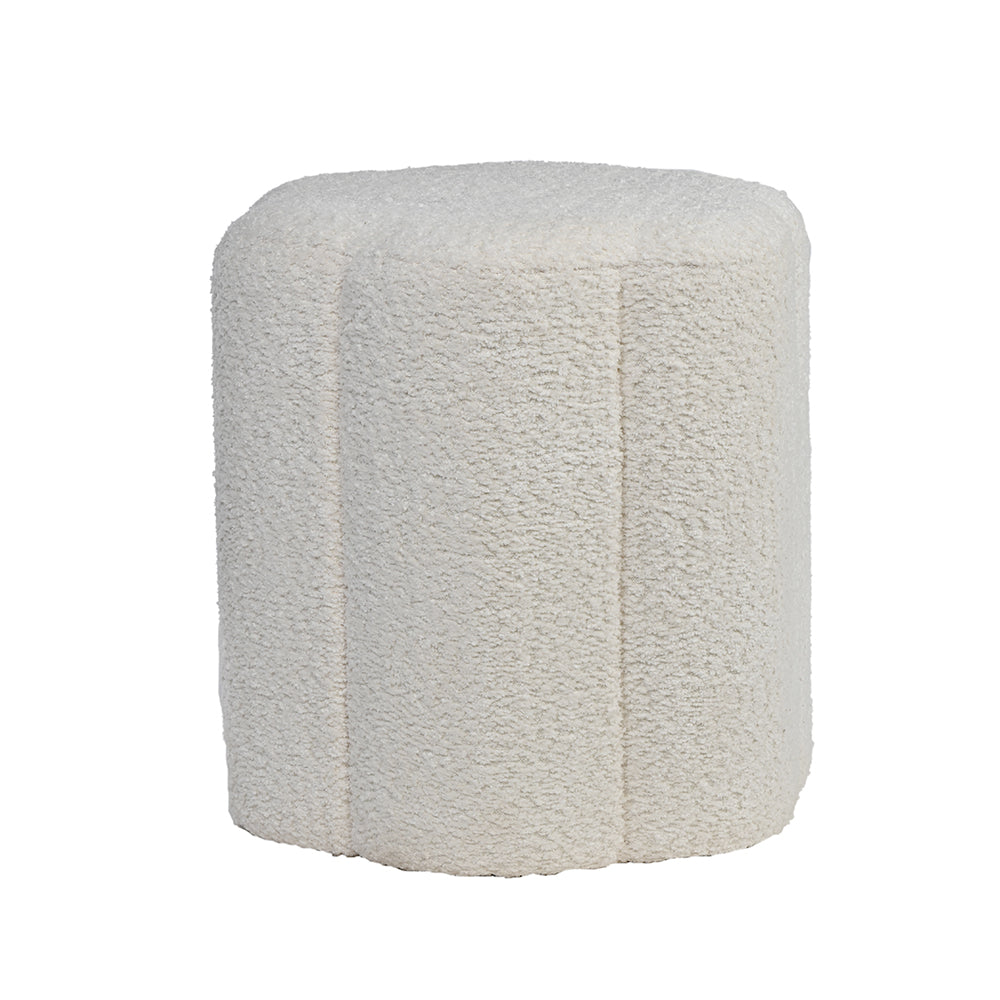 Crown Luxury Boucle Pouf - White