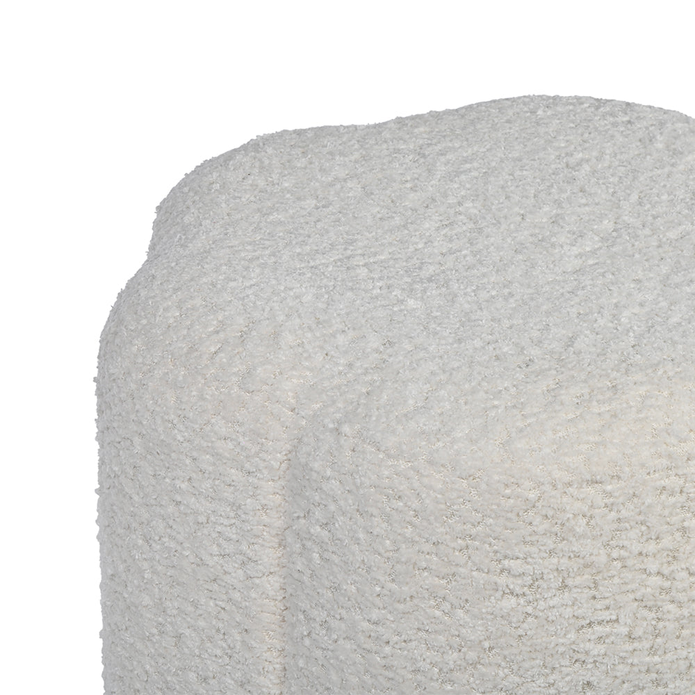 Crown Luxury Boucle Pouf - White