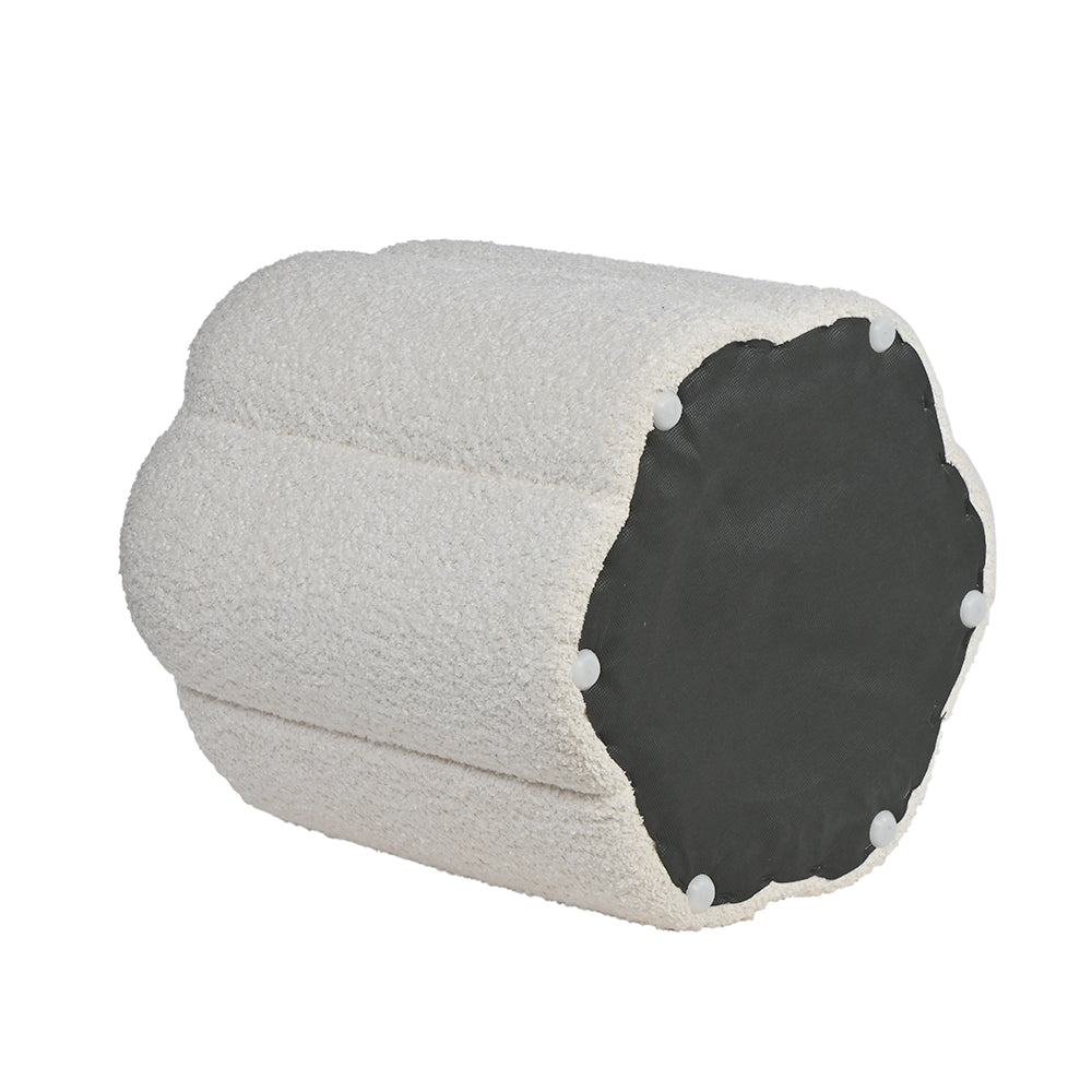 Crown Luxury Boucle Pouf - White