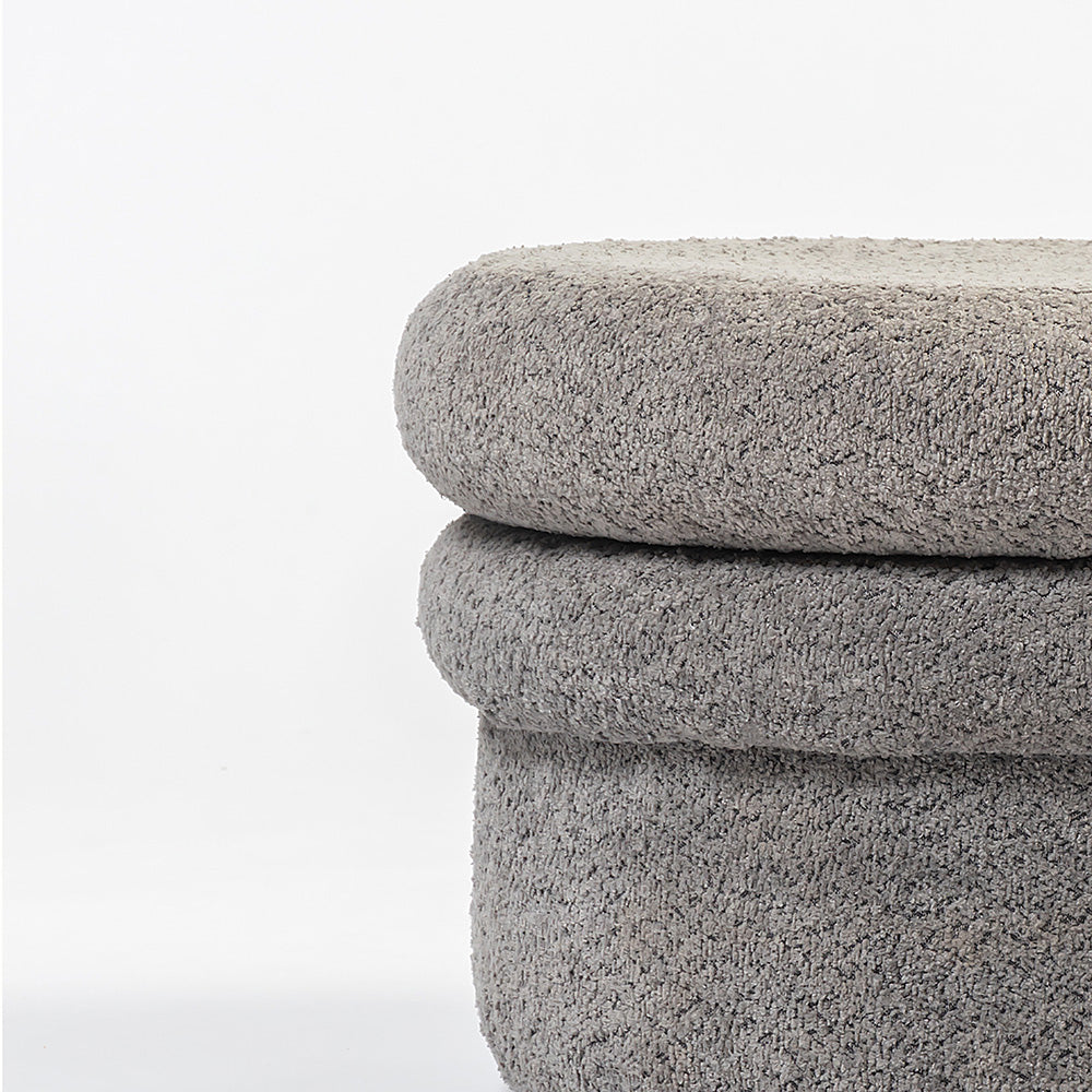 Mist Boucle Plywood Pouf - Grey