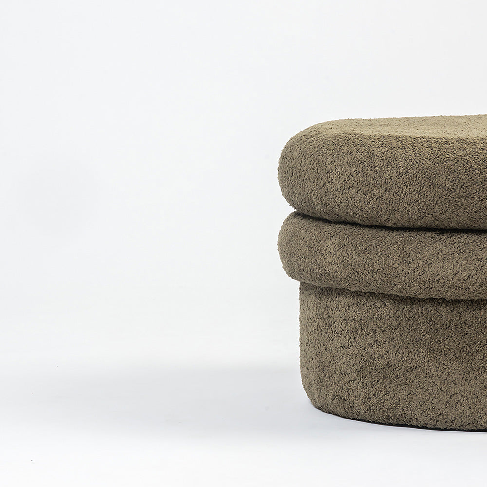 Mist Boucle Plywood Pouf - Green
