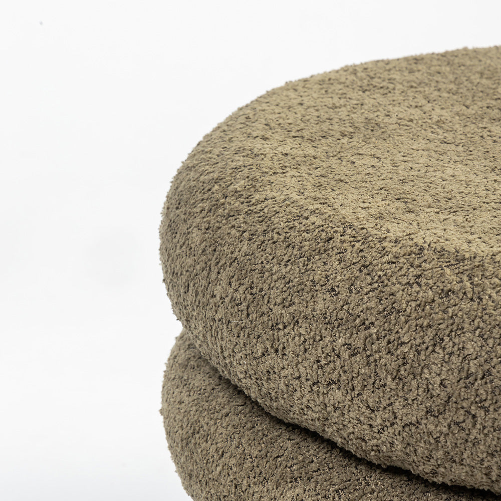 Mist Boucle Plywood Pouf - Green