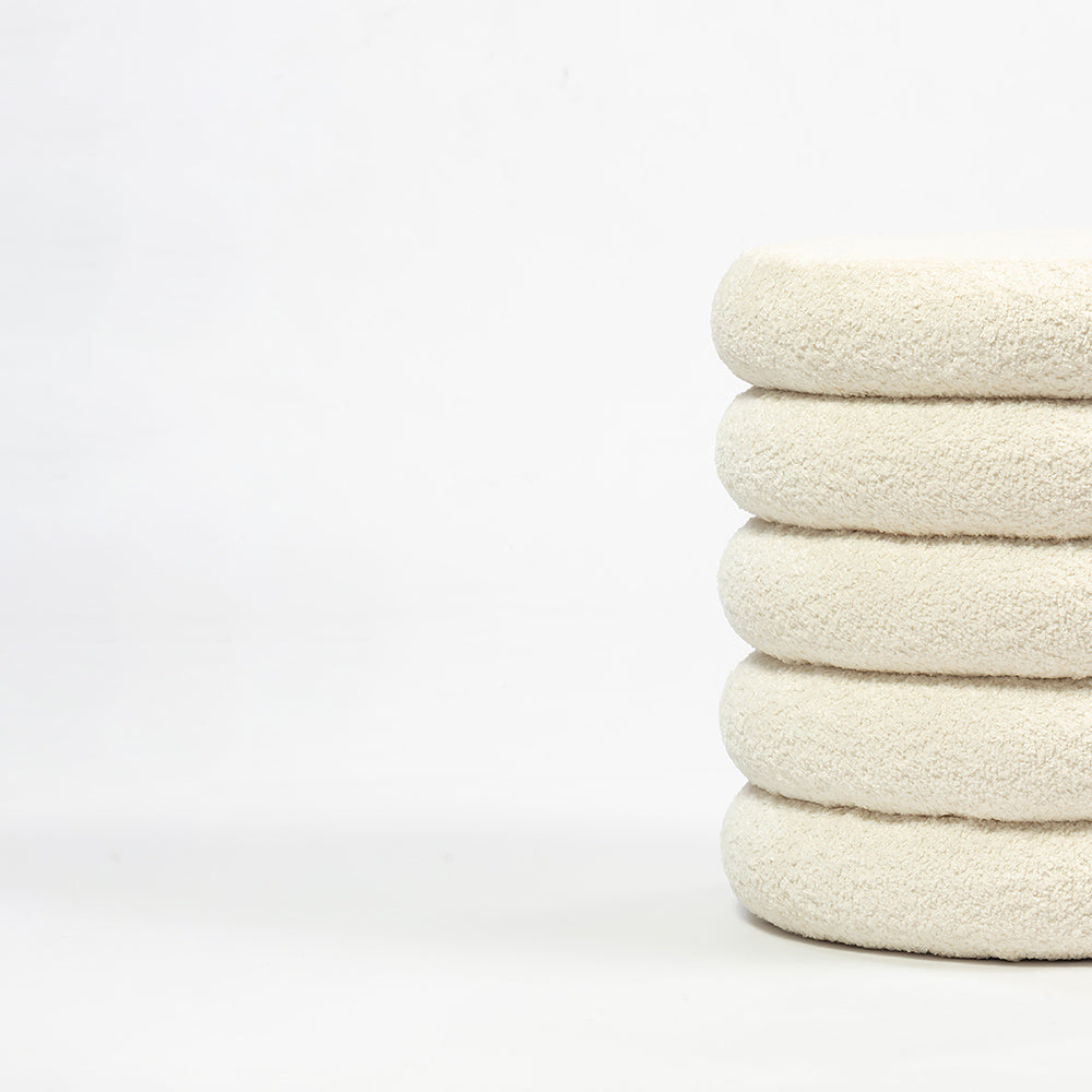 Elves Boucle Plywood Pouf - White