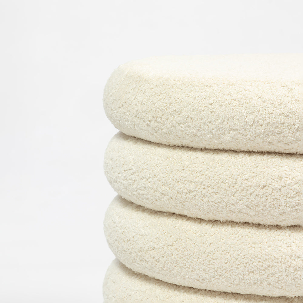 Elves Boucle Plywood Pouf - White