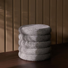Elves Boucle Plywood Pouf - Grey