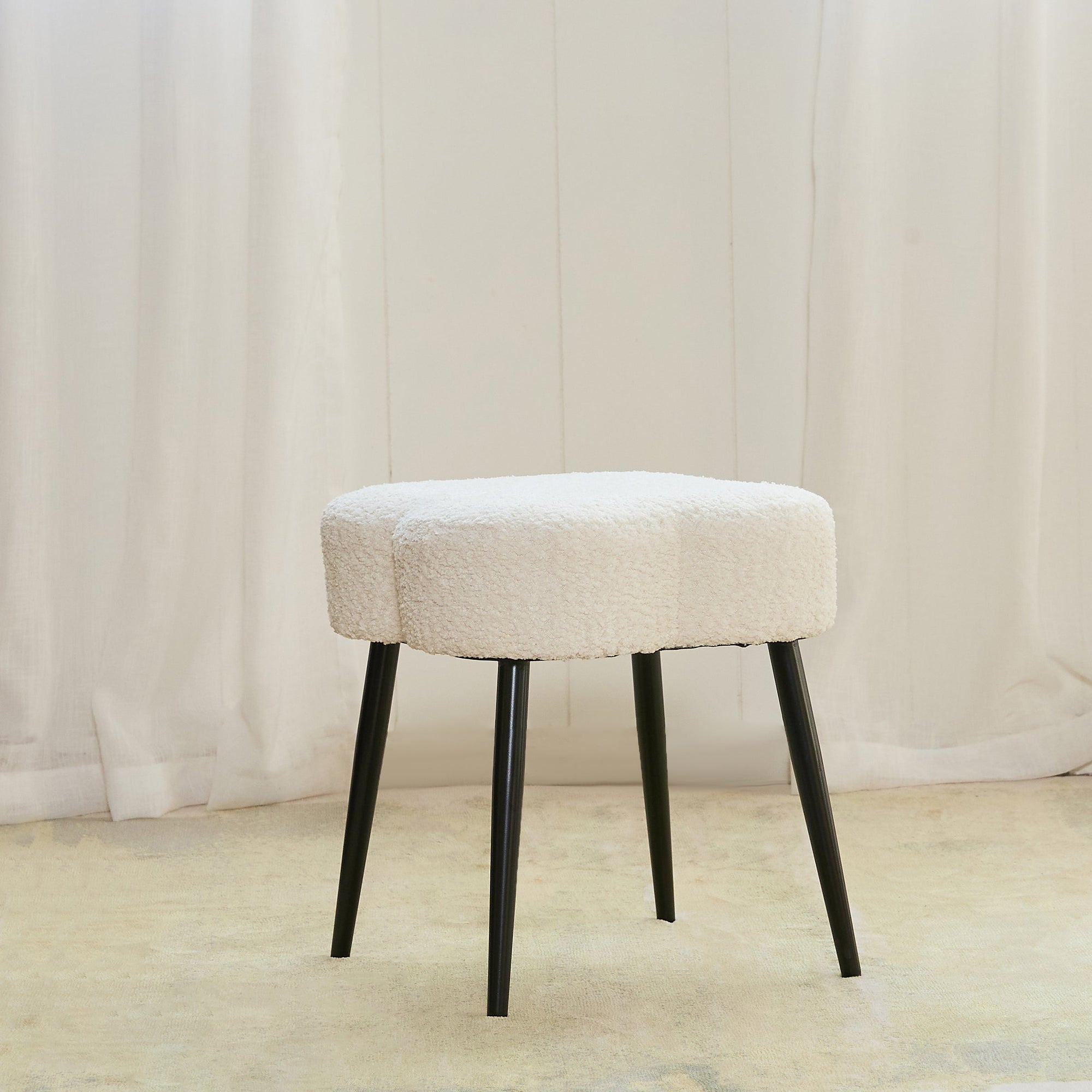 Olive Prestige Iron Stool - Cotton - White