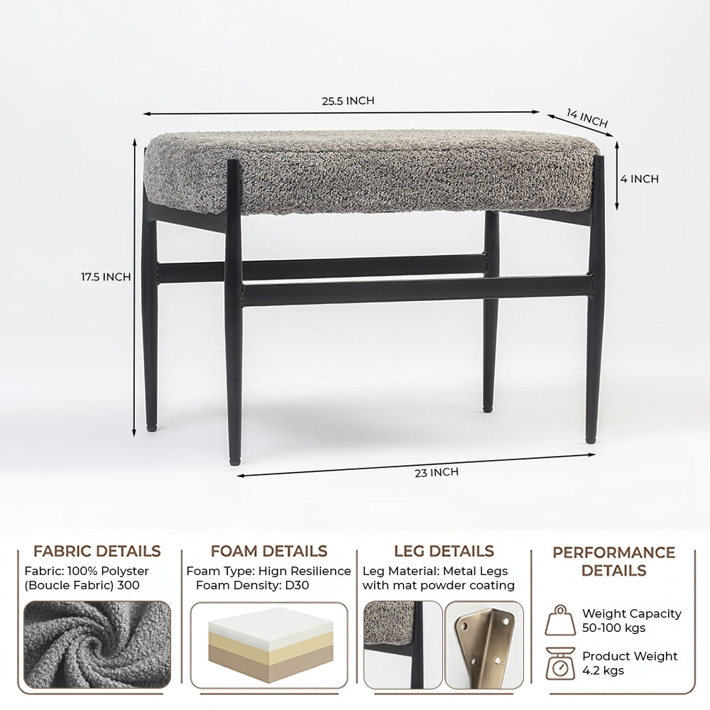 Quaint Iron Bench - Grey