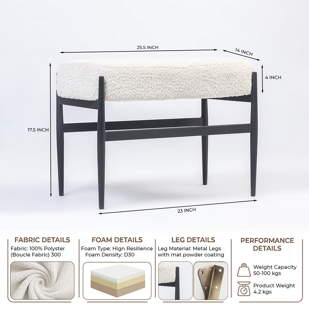 Quaint Iron Bench - White