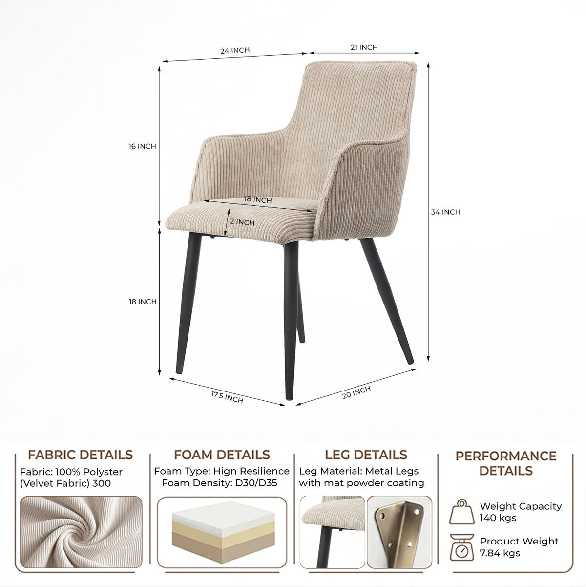 Serenity Shore Splendor Dining Chair - Beige White