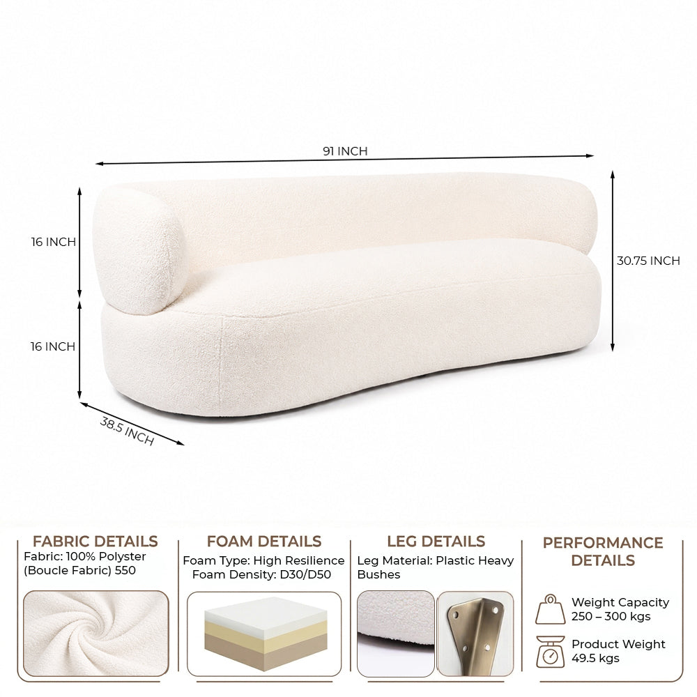 Cedar Crest Charm 3 Seater Sofa - White