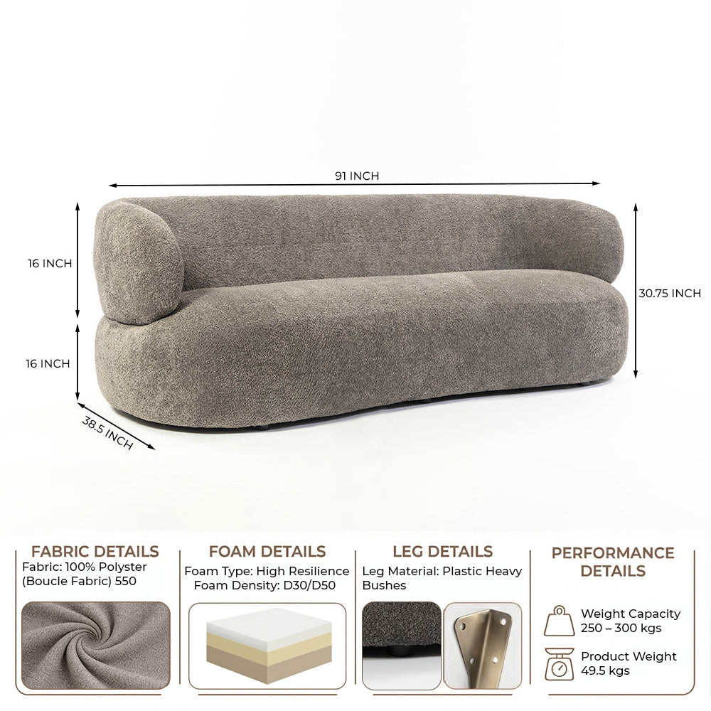 Cedar Crest Charm 3 Seater Sofa - Dark Grey