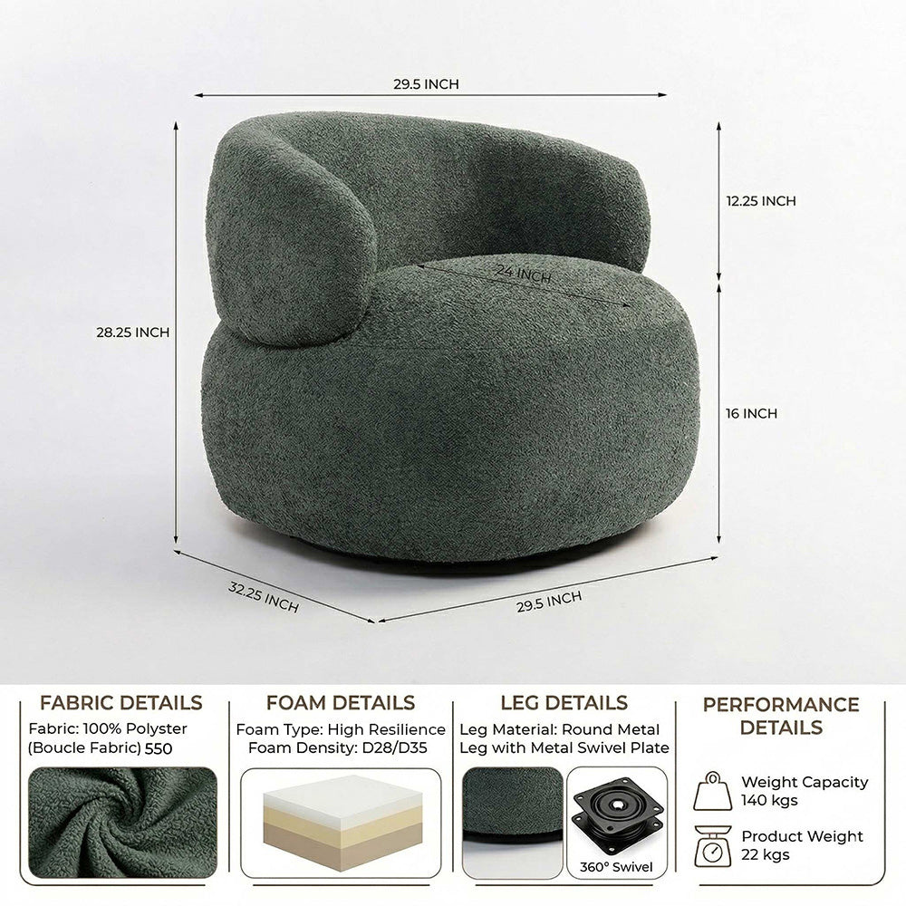 Marshmallow Dew Boucle Sofa - Green