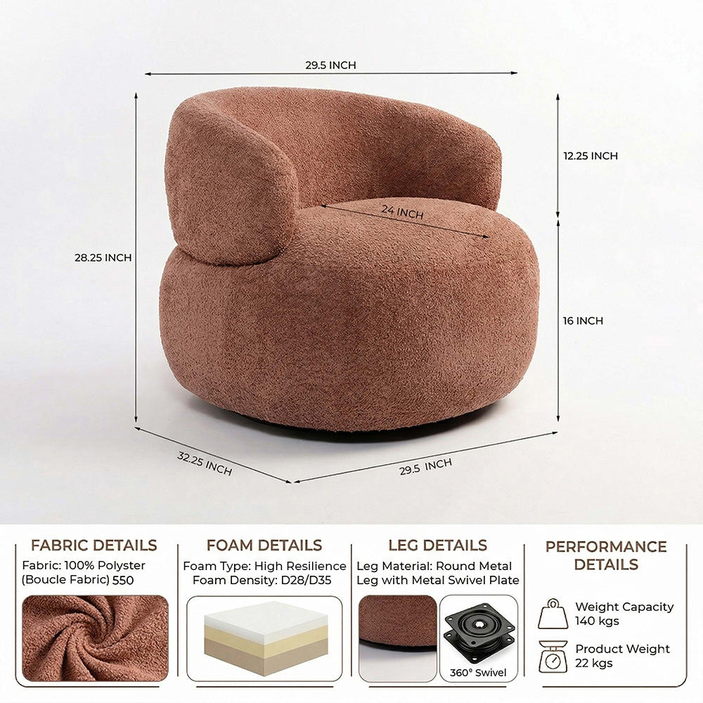 Marshmallow Dew Boucle Sofa - Rose Brown