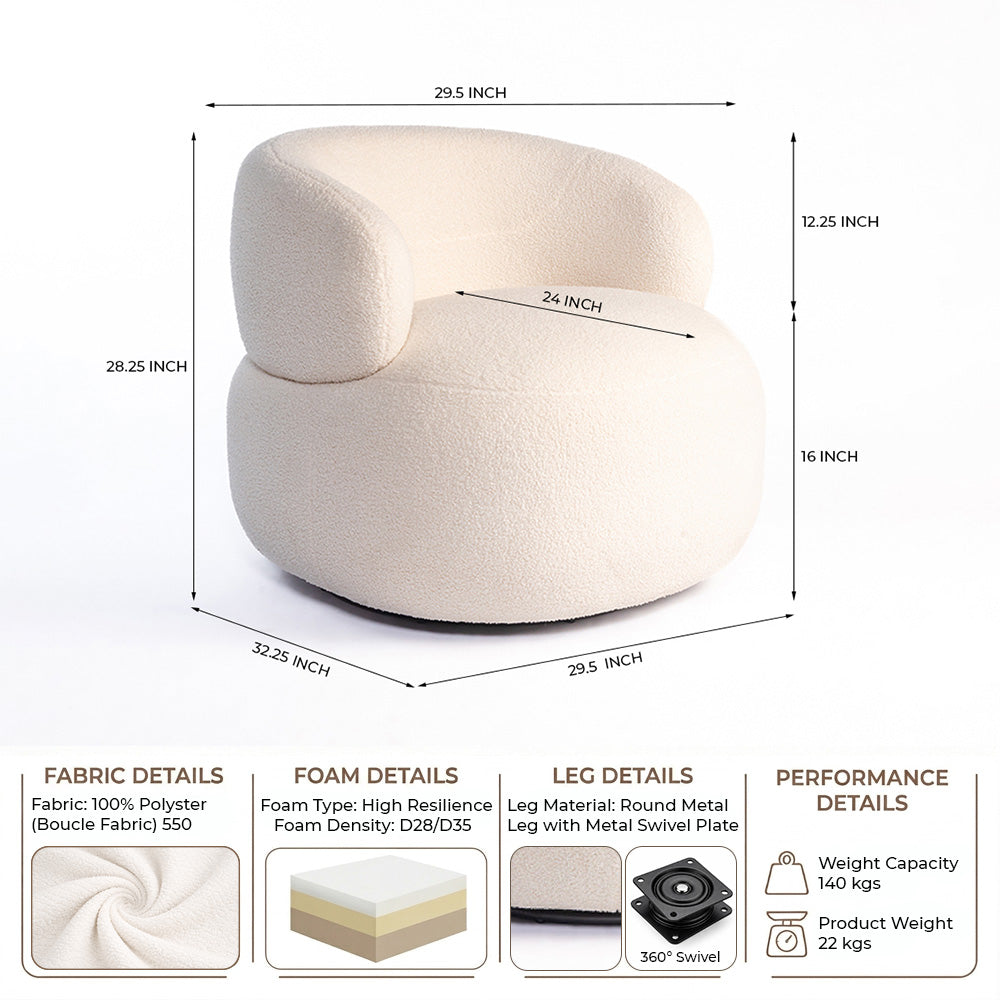 Marshmallow Dew Boucle Sofa - White