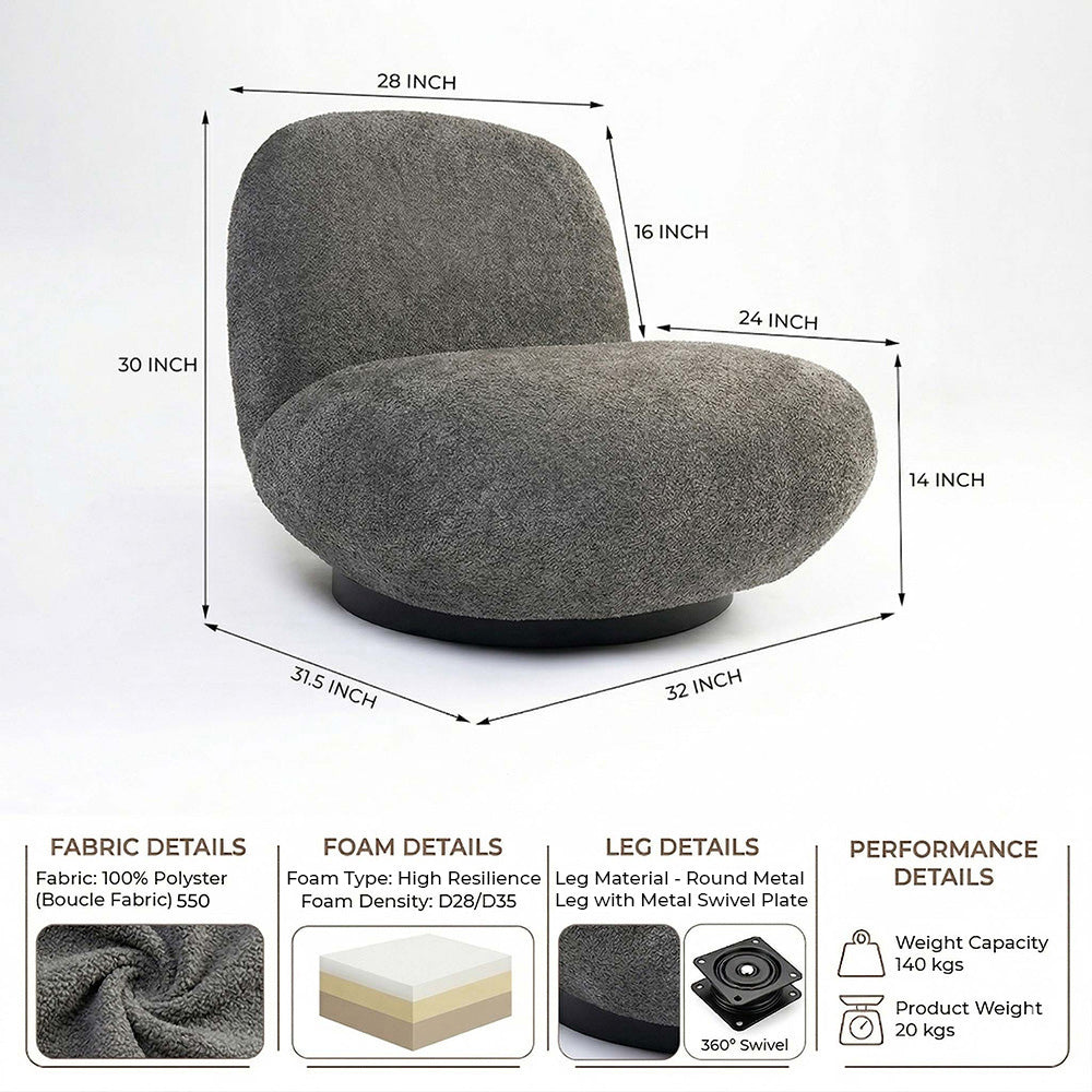 Eden End Swivel Sofa - Dark Grey