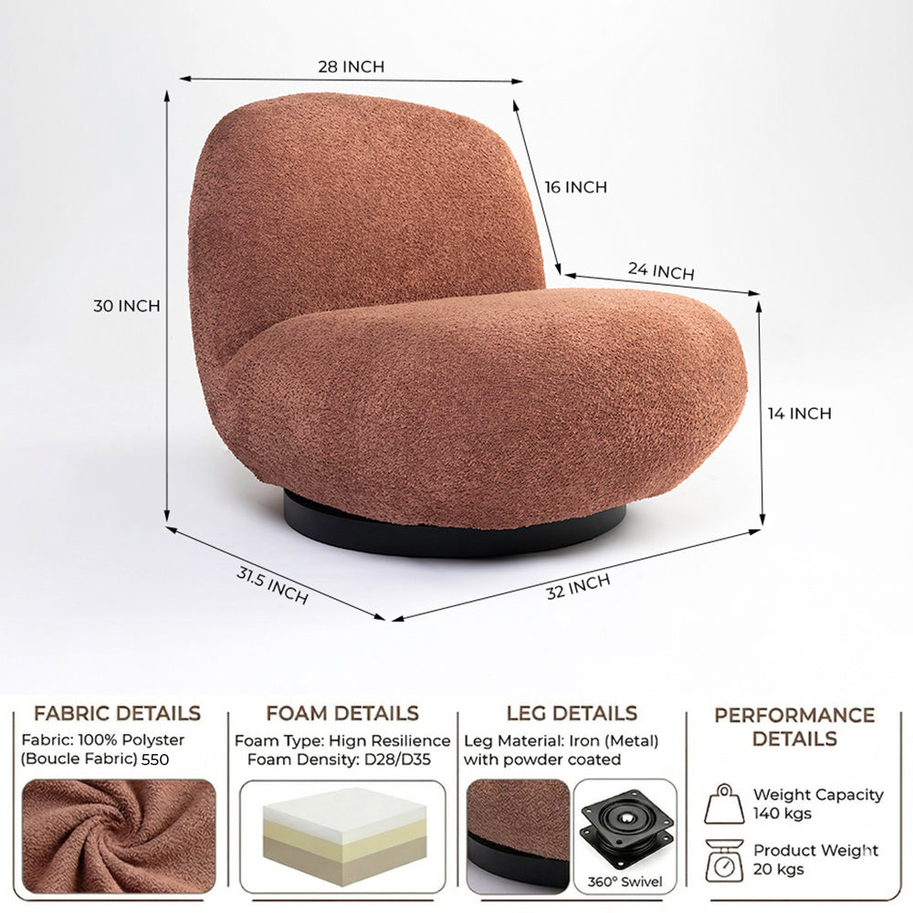 Eden End Swivel Sofa - Rose Brown