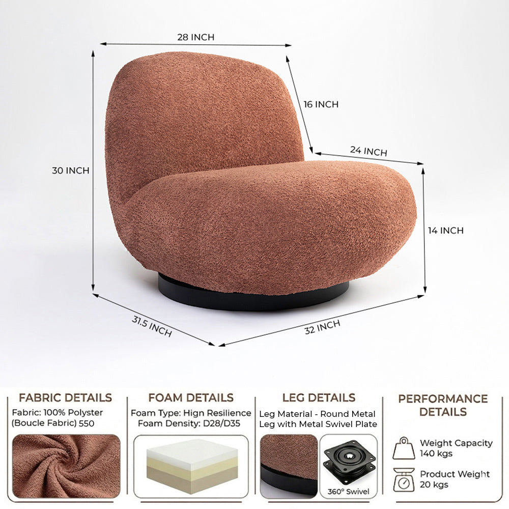Eden End Swivel Sofa - Rose Brown