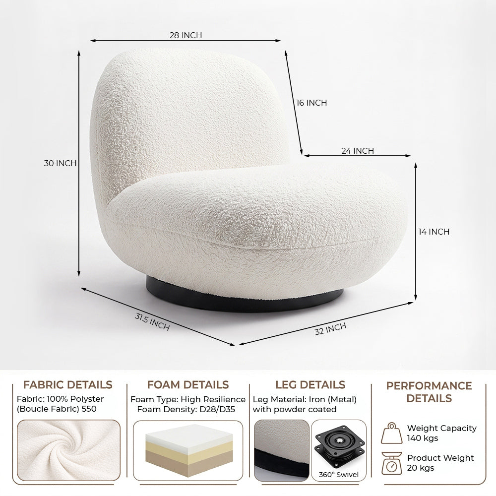 Eden End Swivel Sofa - White