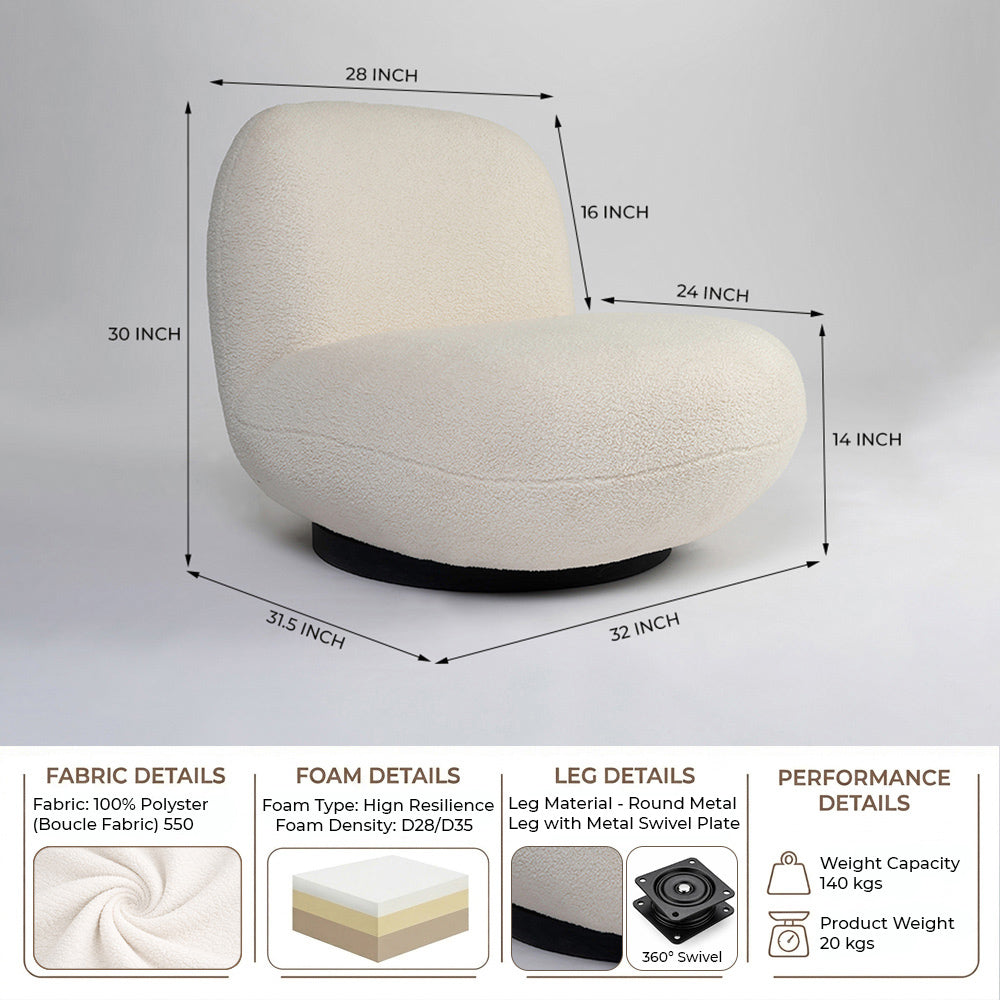 Eden End Swivel Sofa - White
