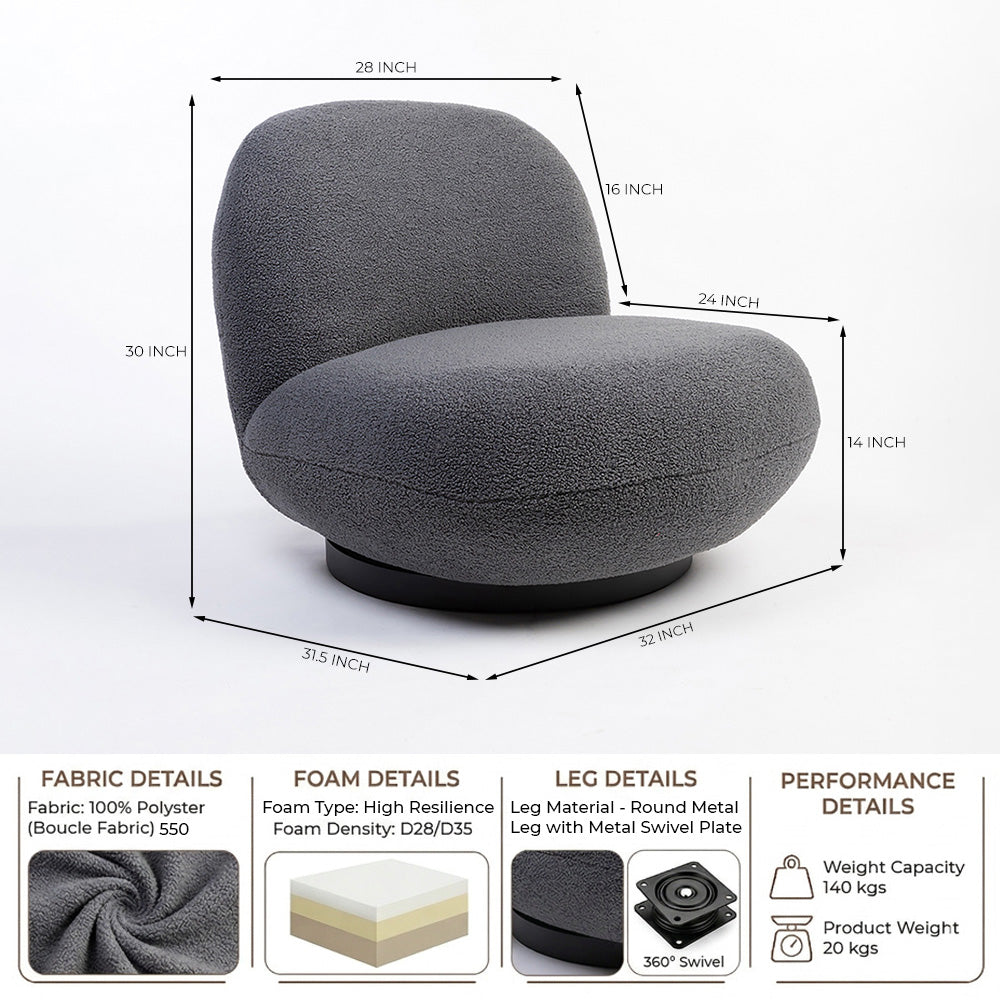 Eden End Swivel Sofa - Grey